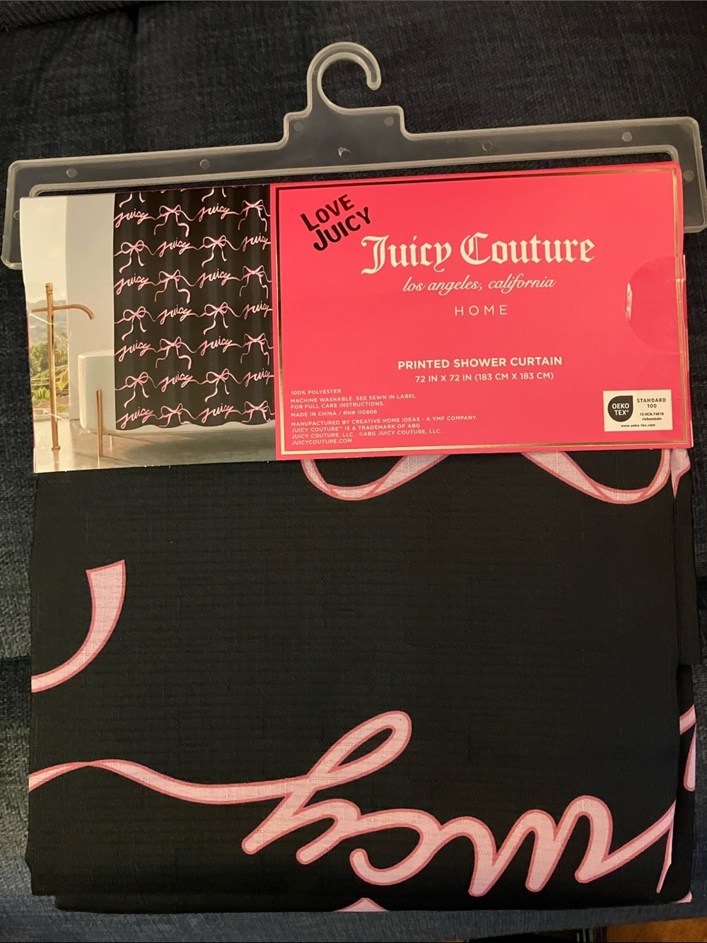🎀Juicy Couture bows & logos shower curtain NWT